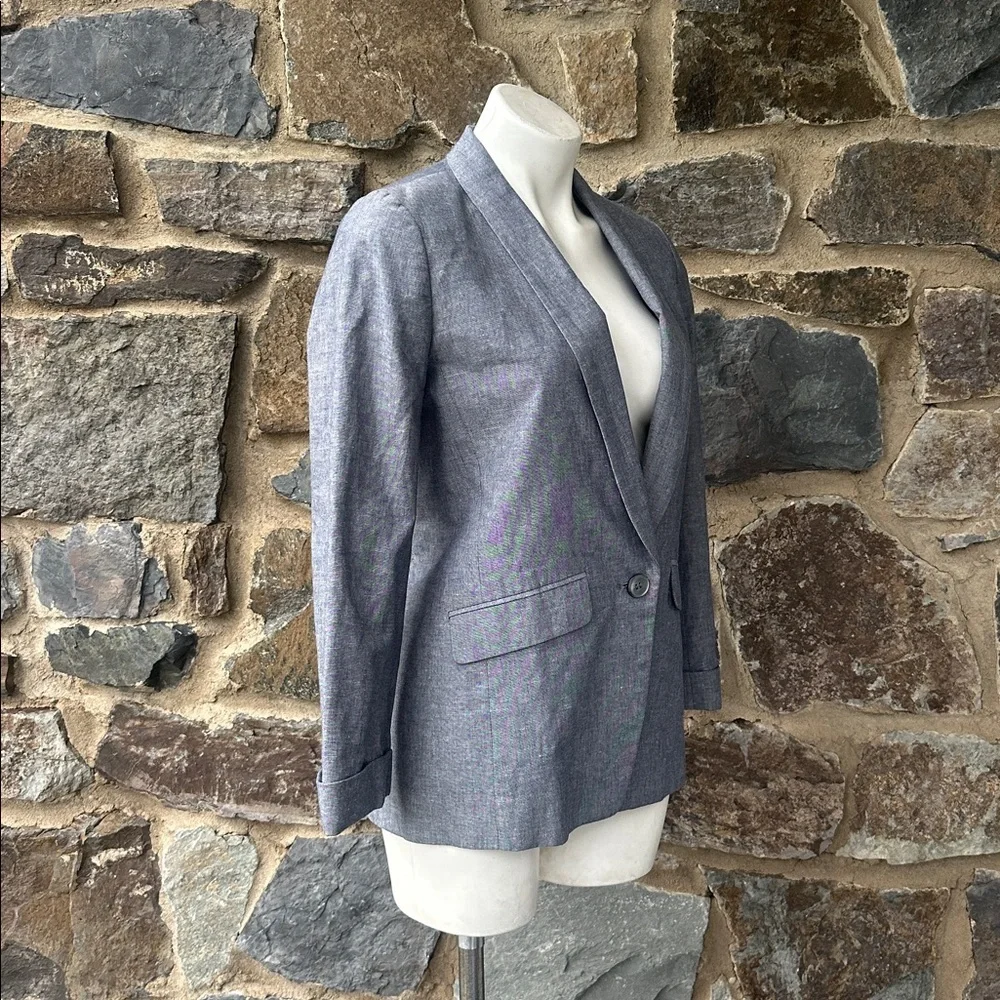 J. Crew Shawl Collar One Button Blazer Jacket in Gray/Blue Size 2